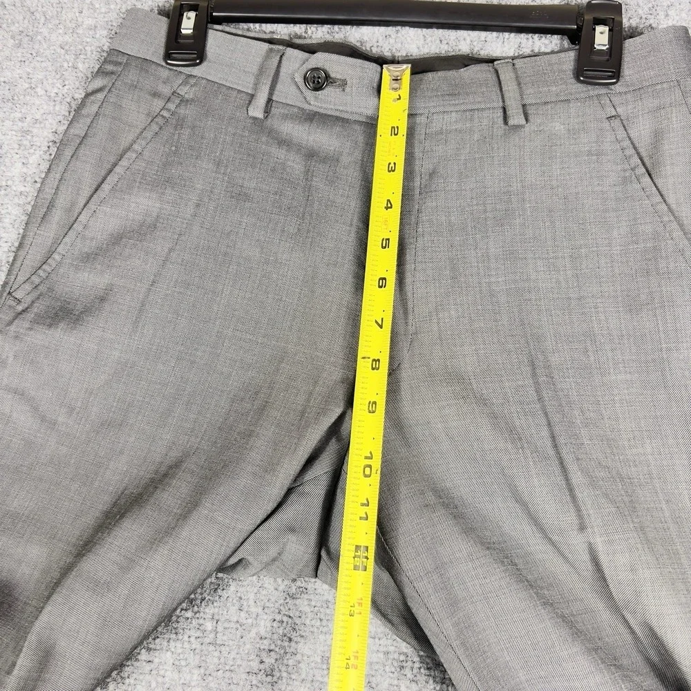 Alfani Slim Fit Wool Dress Pants Mens 30x30 Gray Flat Front Career Office